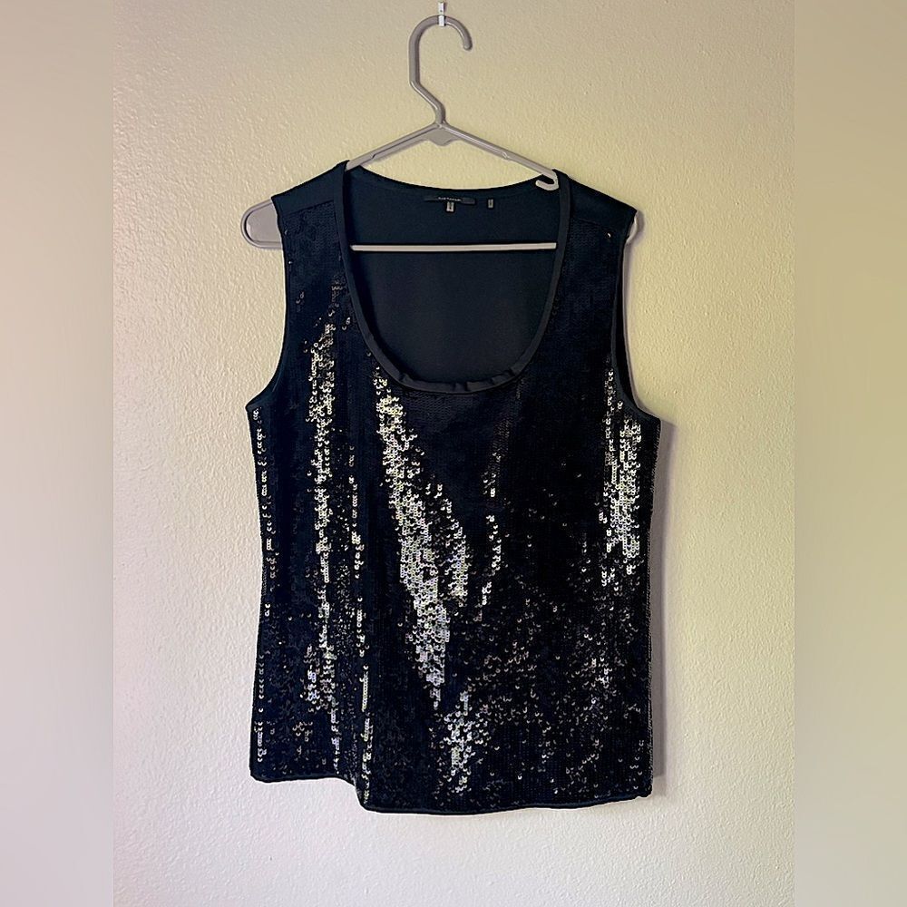 NWOT Black Elie Tahari Cally Blouse Silk with Front Sequins